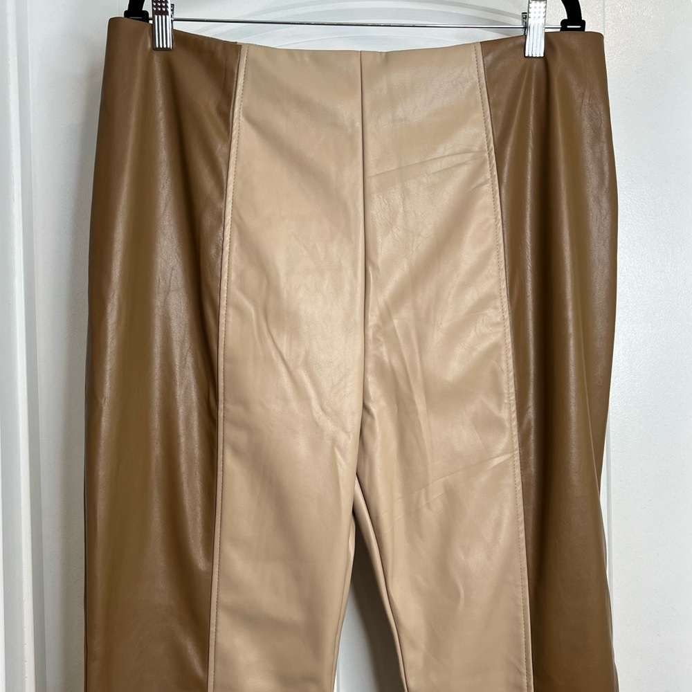 Fashion Nova Still Into Me Faux Leather Pants‎ Camel Combo. Size 2XL. - Picture 6 of 15